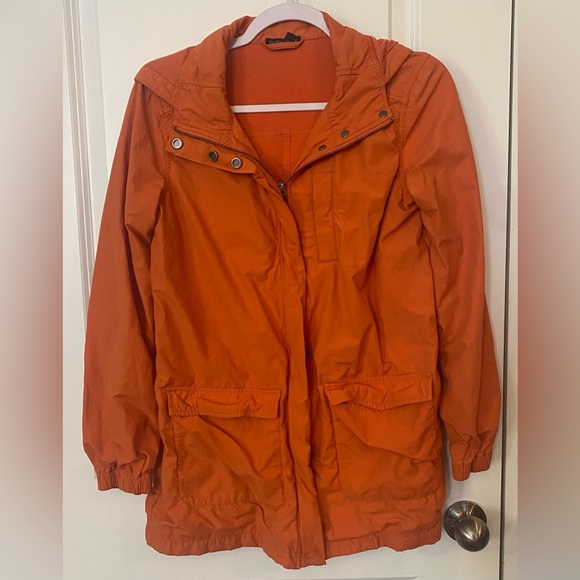 Eileen Fisher Anorak Hooded Jacket Coat Sz XXS Tiger Orange Double Full Zip - Picture 1 of 10